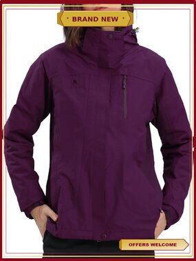 Women's 3-in-1 Ski Jacket Waterproof Winter Coat Fleece Snow Windbreaker Teflon